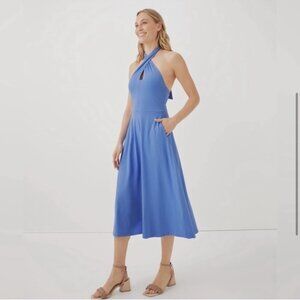 NWT PACT Women's Wedgewood Fit & Flare Modern Halter Dress S
